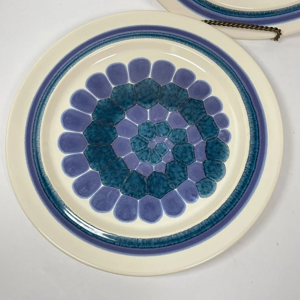 Franciscan Earthenware Moondance Dinner Plates Blue Purple Set of 2 MCM 10.5